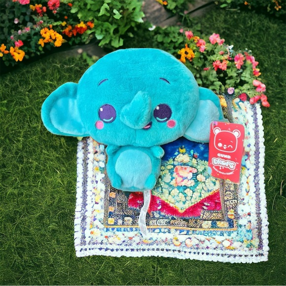 GUND Drop Elephant plush Stuffed Animal Blue-Green Series 1 Tony Trunks Soft New - Picture 14 of 15
